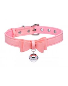 Golden Kitty Collar Met Kattenbelletje - Roze/Zilver