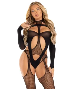 Leg Avenue - Tweedelige Body Set Met Halternek - Zwart