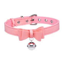 Golden Kitty Collar Met Kattenbelletje - Roze/Zilver
