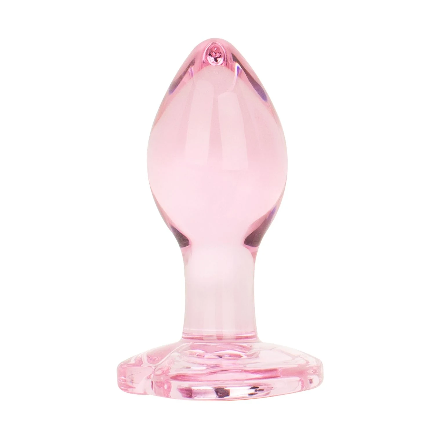 Unisex glazen buttplug roze met invoerdiepte van 56 mm