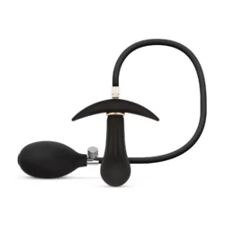 Zwarte opblaasbare buttplug met pomp van Anal Collection, 8 cm