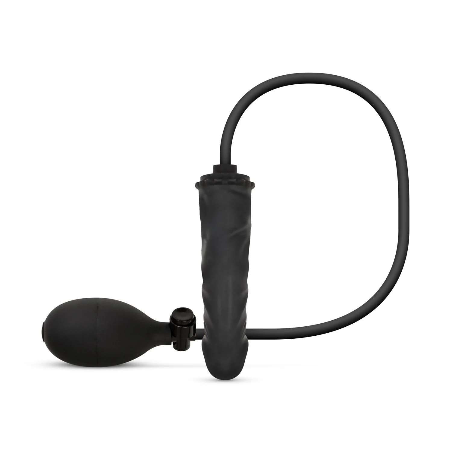 Zwarte opblaasbare dildo met pomp van Anal Collection, 14,5 cm voor anale stimulatie