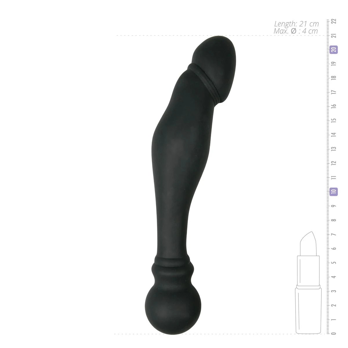 Anal Probe Prostaat Dildo No.2 met gebogen schacht en ronde eikel