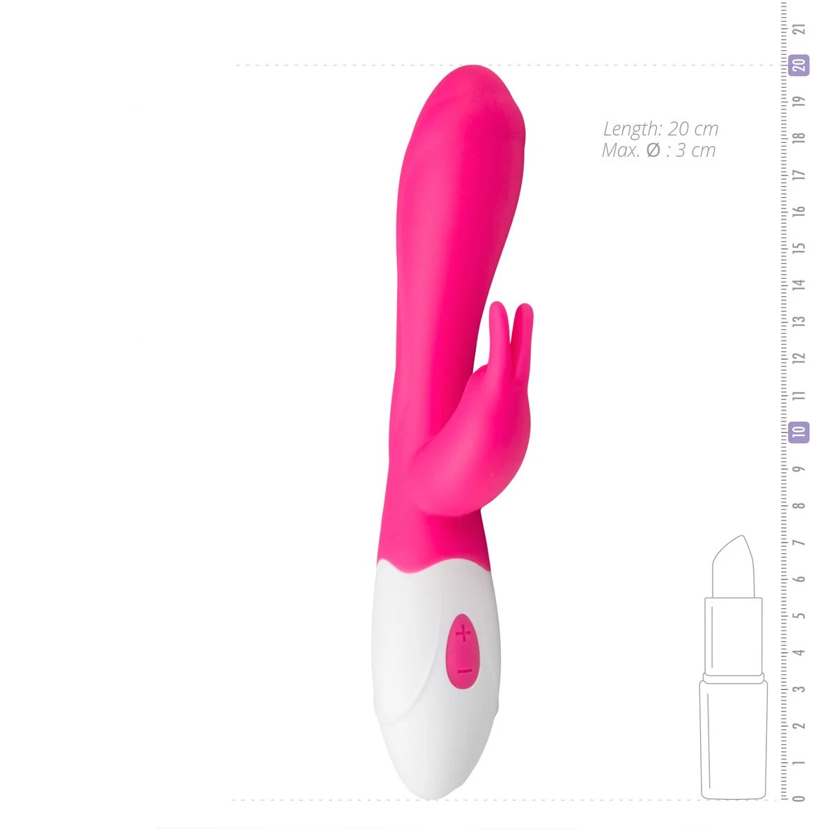 USB oplaadbare rabbit vibrator van siliconen en ABS in roze