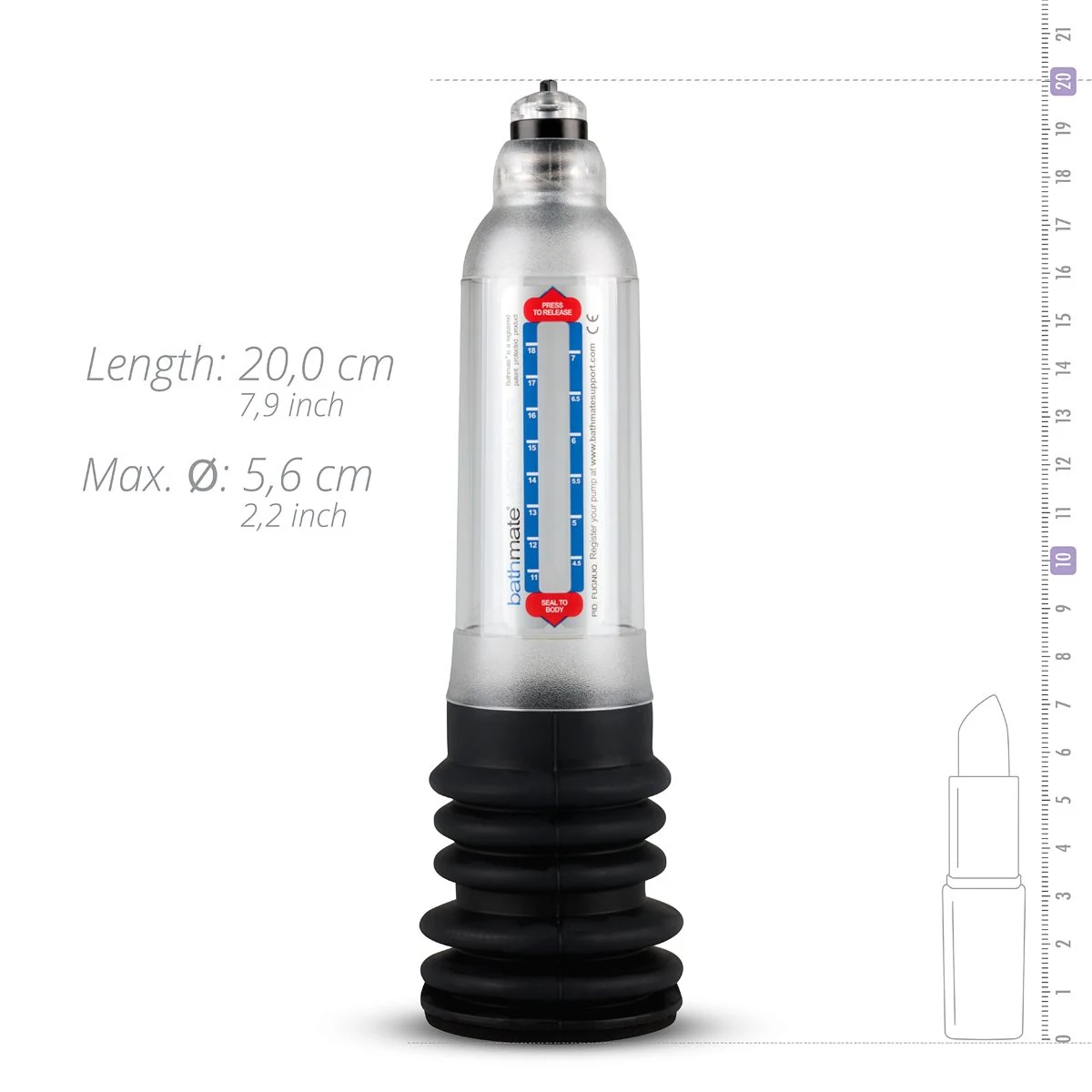 Bathmate Hydro 7 Penispomp transparant met lengte van 240 mm