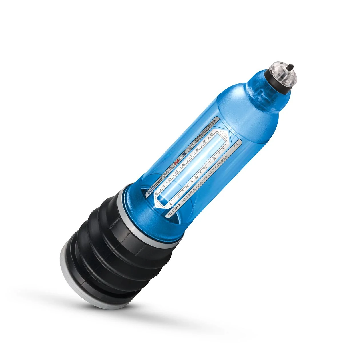 Bathmate Hydromax 7 blauw penispomp met metrische schaal en griptextuur