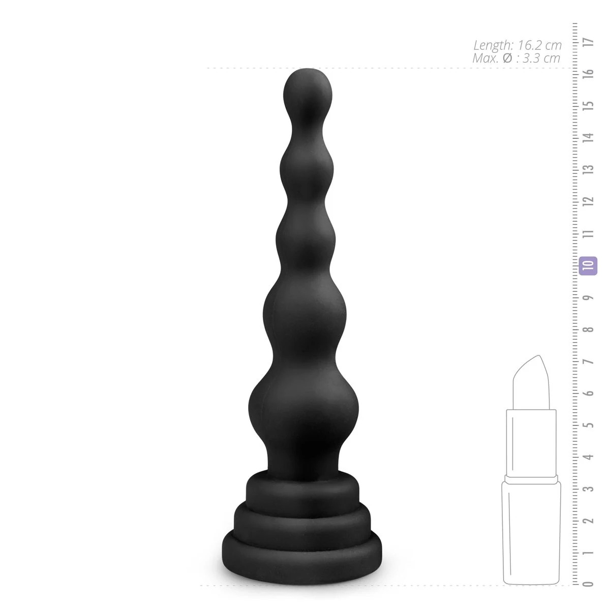 Zwarte Beaded Cone Anaal Dildo met geribbelde structuur