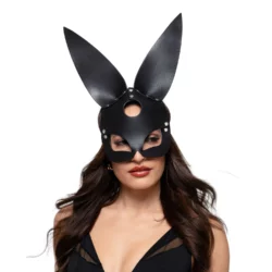 Bold Bunny Masker zwart van Bedroom Fantasies, unisex konijnenmasker van PU-leer