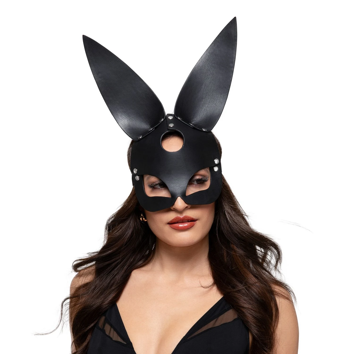 Bold Bunny Masker zwart van Bedroom Fantasies, unisex konijnenmasker van PU-leer