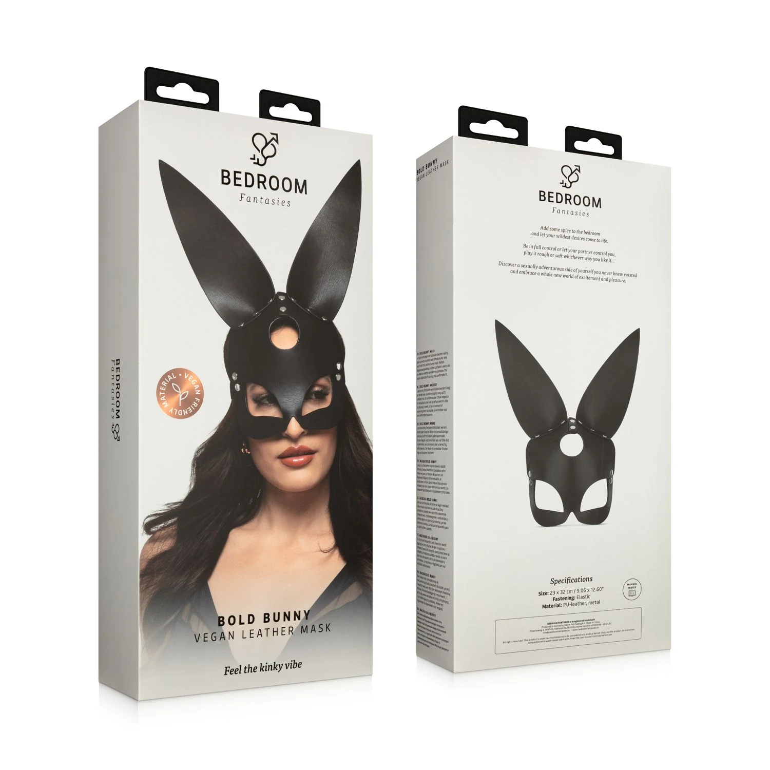 Zwart Bold Bunny Masker van PU-leer met comfortabele pasvorm