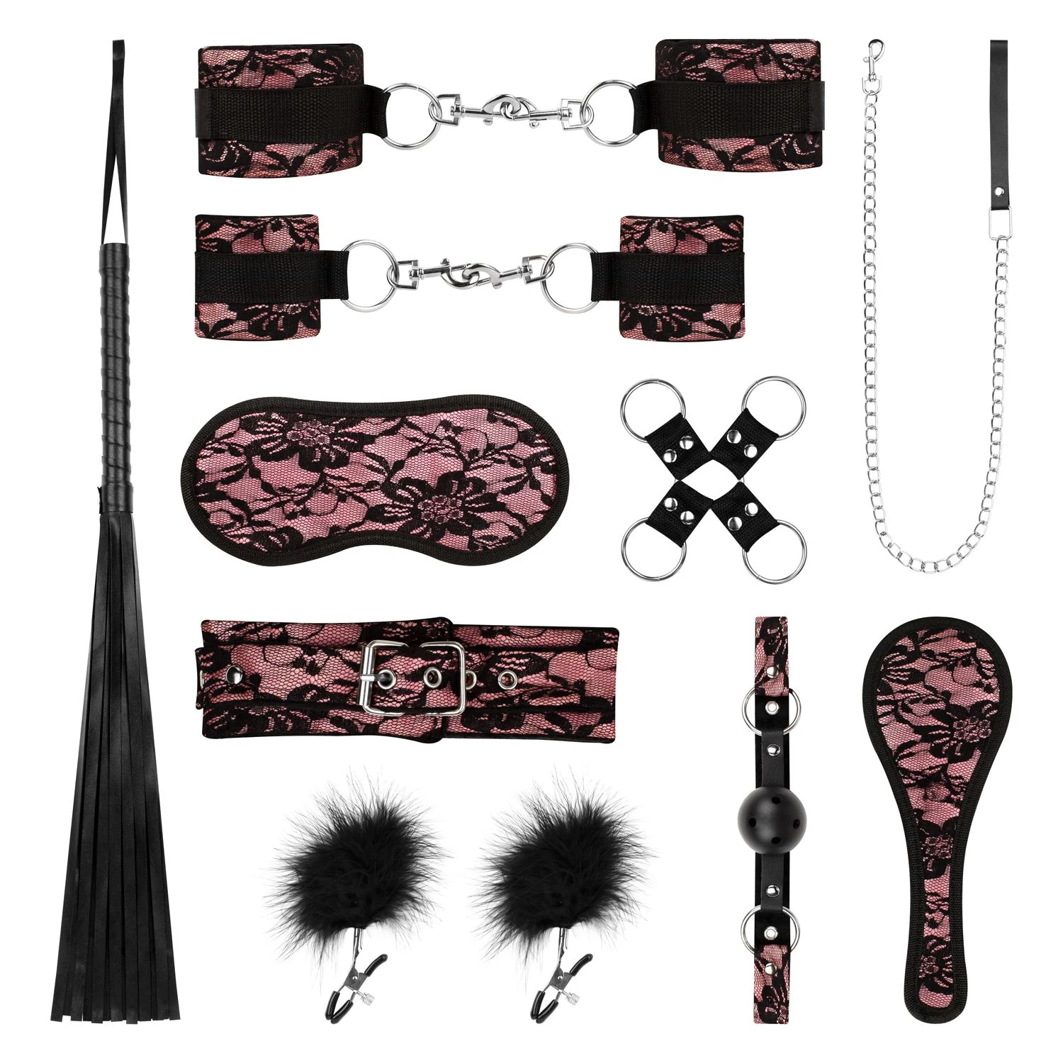 Bedroom Fantasies Bound by Lace 8-delige SM set roze