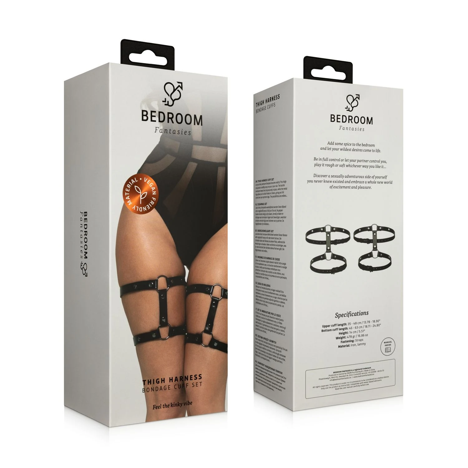 Dijharnas zwart unisex met 2 ringen voor bevestiging