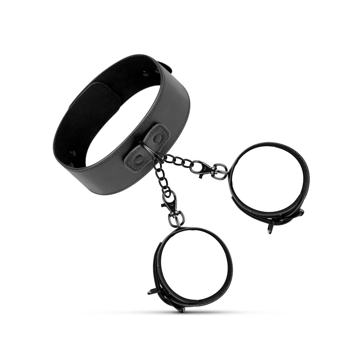 Halsband en polsboeien zwart van kunstleder