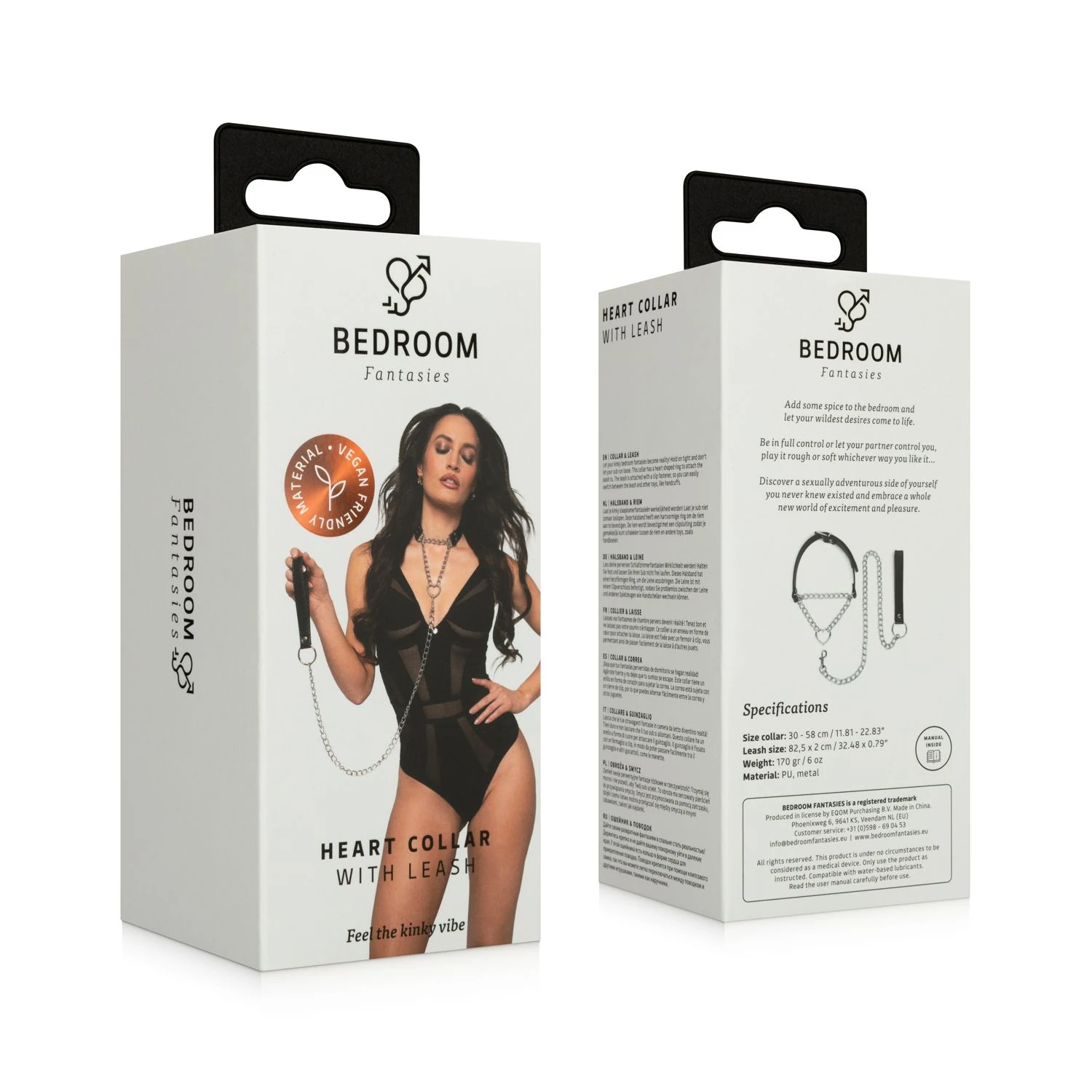 Zilveren bondage halsband met ketting van robuuste comfortabele materialen