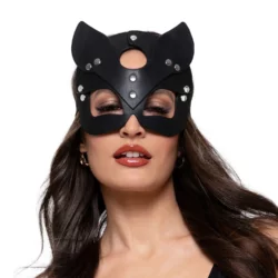 Bedroom Fantasies Kinky Kitty masker zwart van PU-leer met verstelbare banden