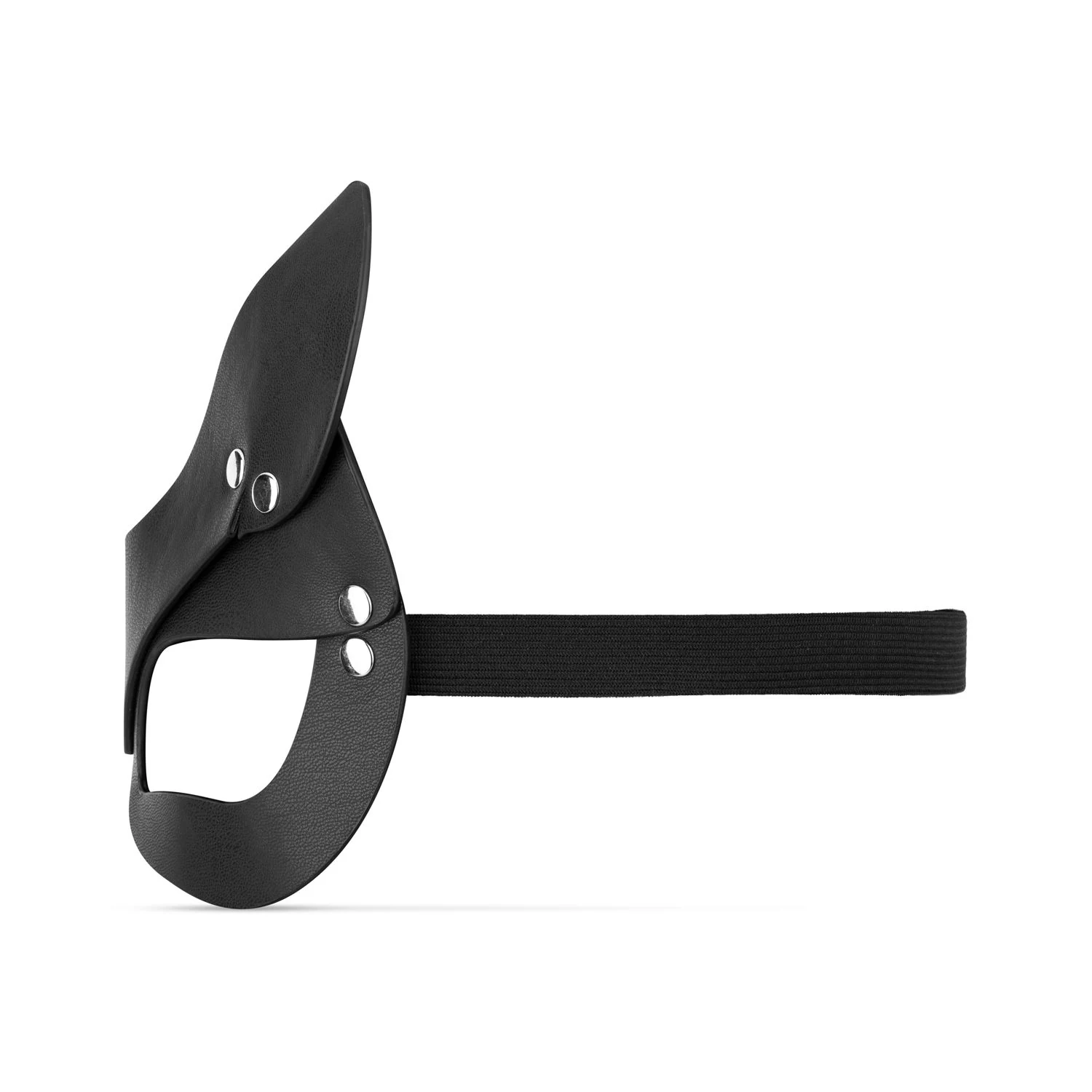 Kinky Kitty masker voor bondage, zwart PU-leer en unisex ontwerp