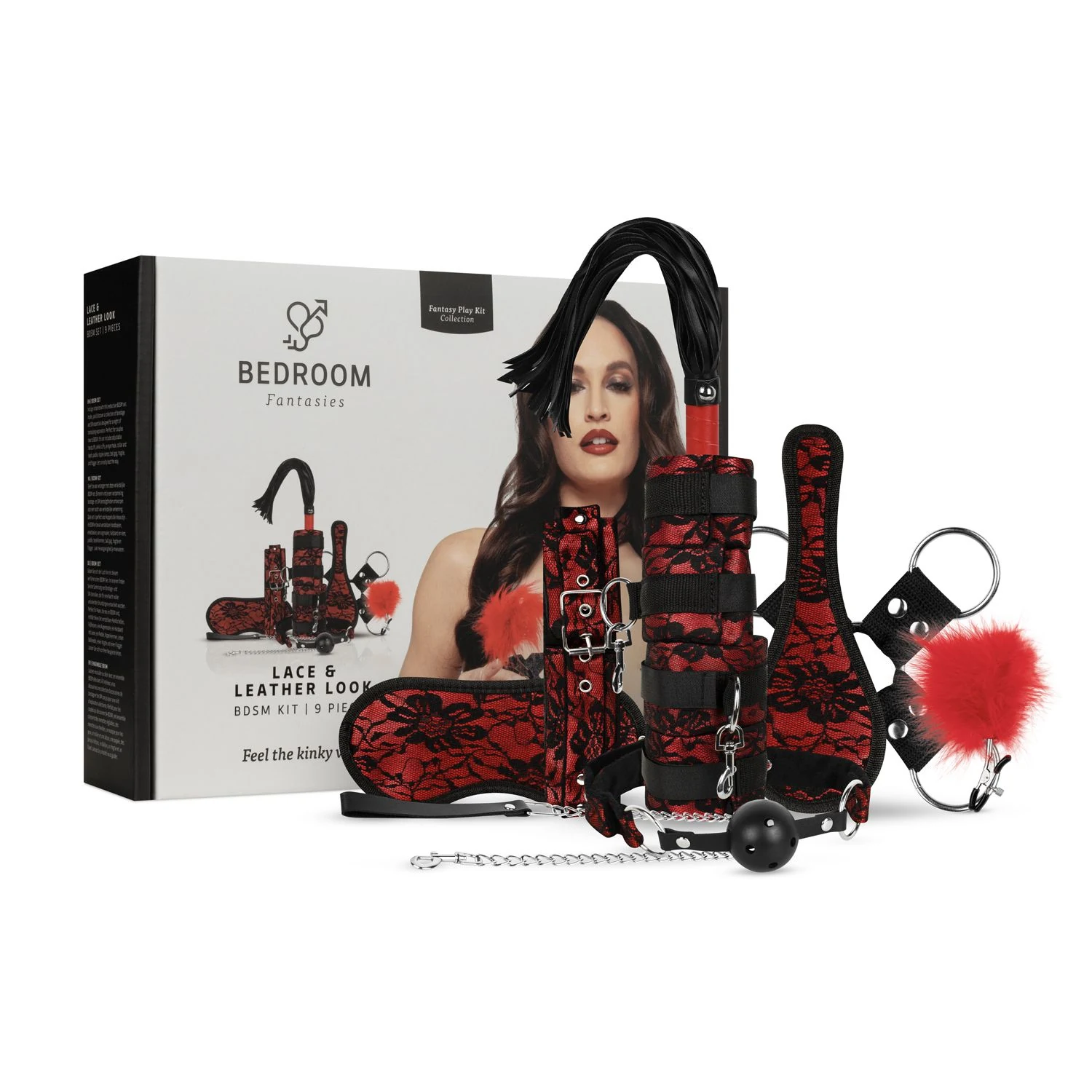 Rode 8-delige BDSM bondage set van Bedroom Fantasies