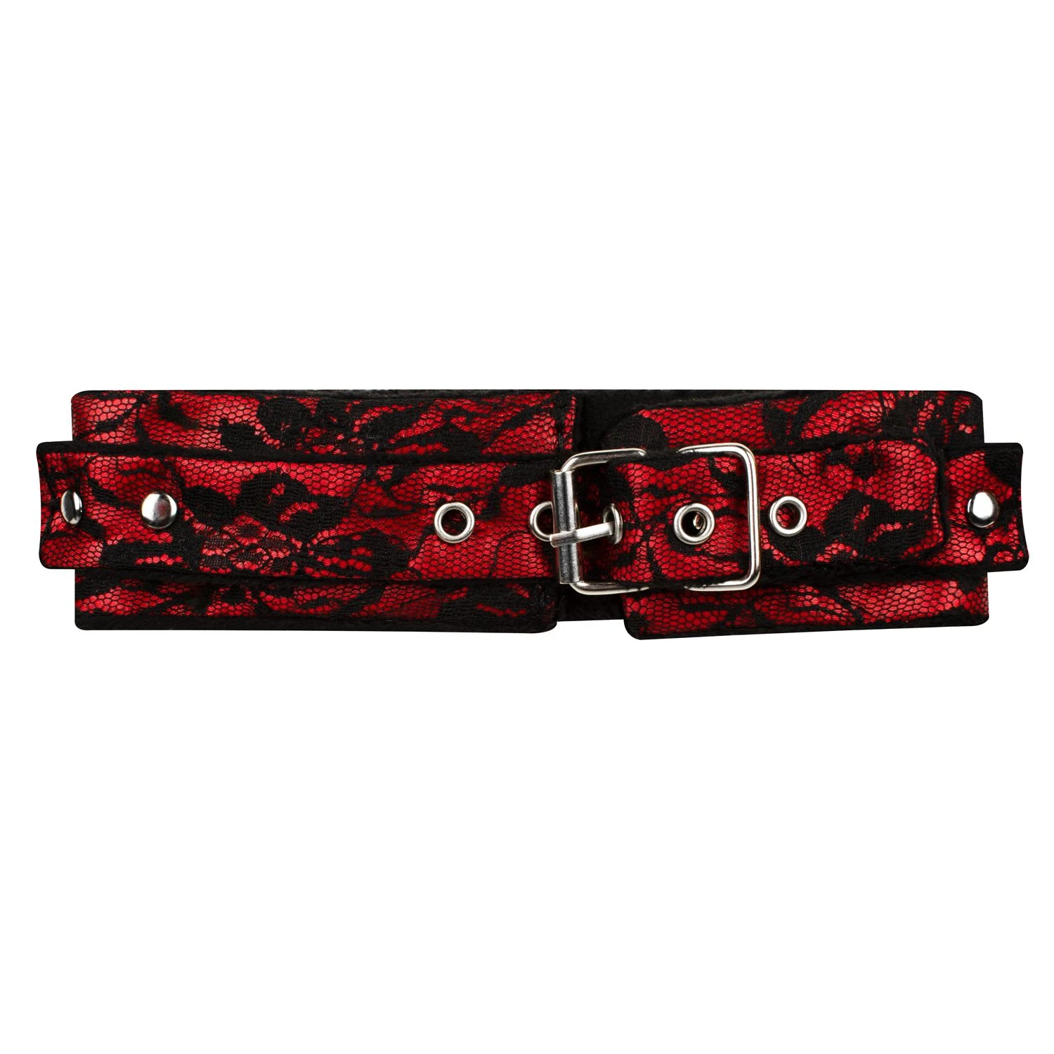 Bondage set rood met kant en leather look details