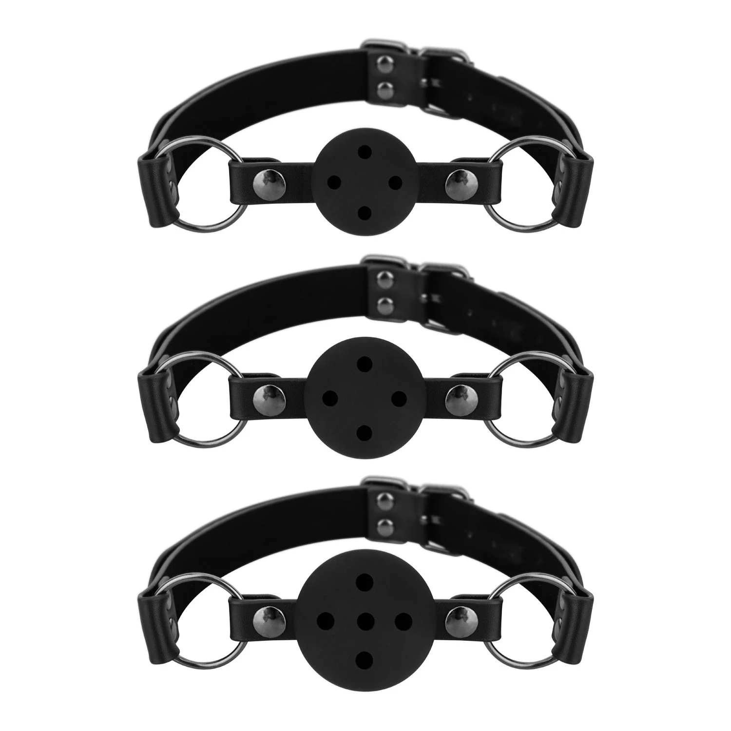 Set van 3 ball gags zwart van Bedroom Fantasies voor BDSM spel