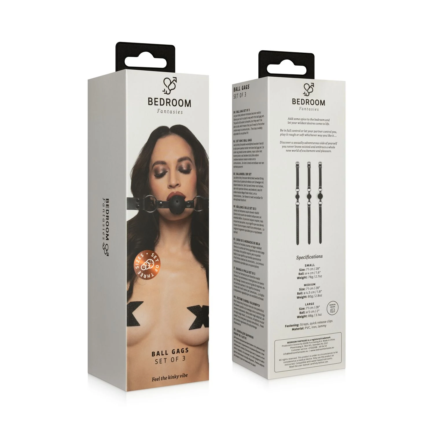 Bedroom Fantasies bondage set van 3 ball gags zwart