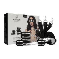 Bedroom Fantasies Silver Moon Fantasy Play Kit bed restraint 4-delige zwarte bondage set
