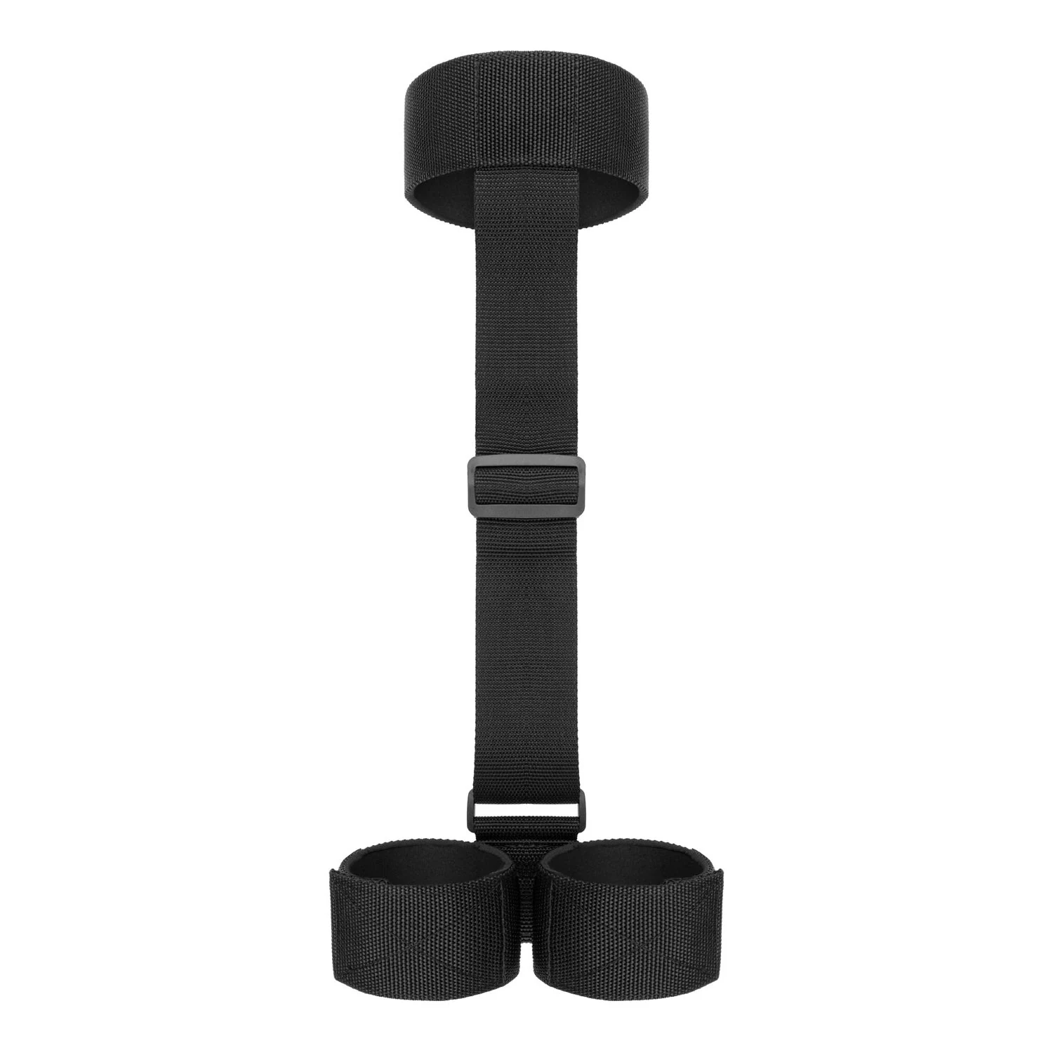 Arm- en nekboeien zwart met handboeien 21-31 cm en halsband 36-46 cm