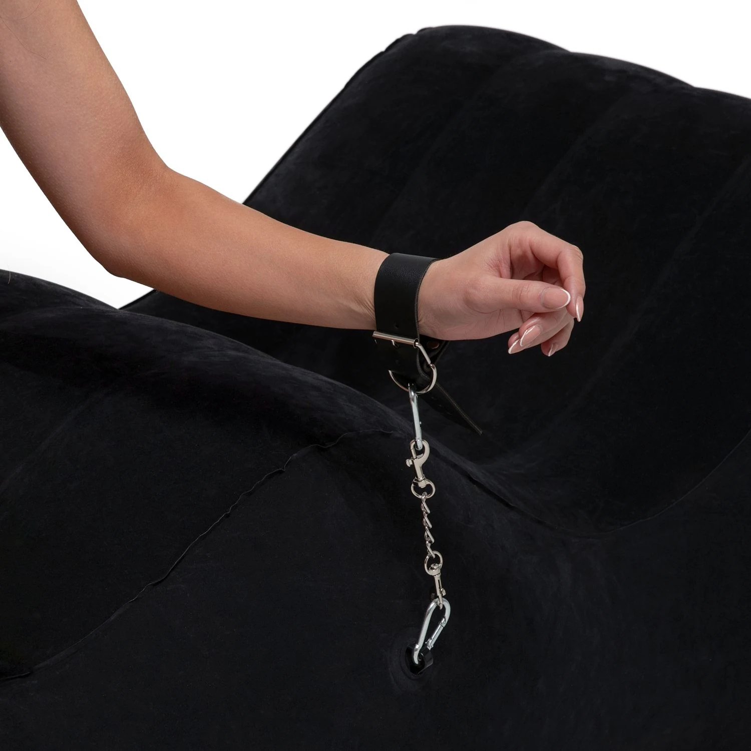 Opblaasbare bank met golvende vorm, zwart, 160 x 60 x 60 cm