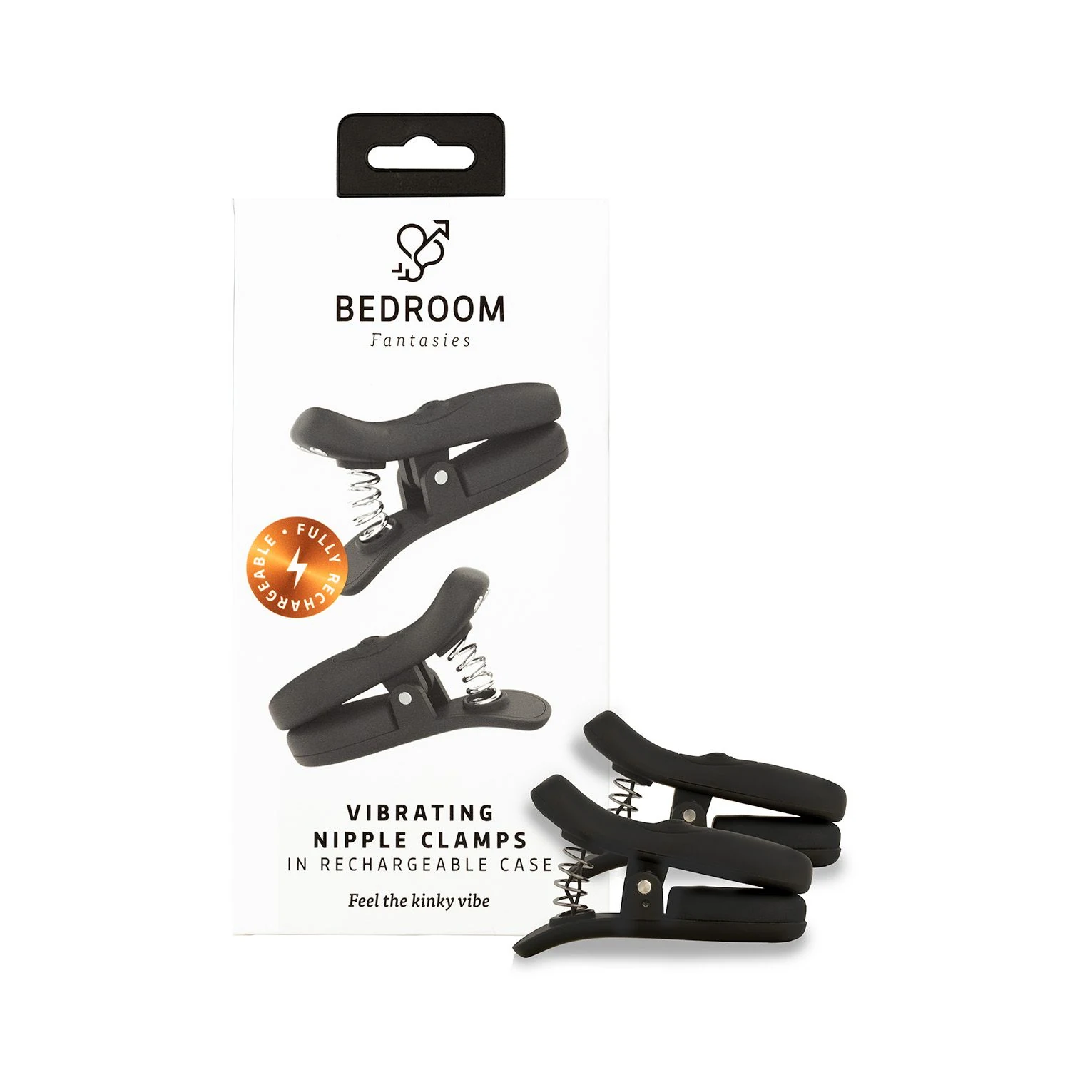 Travel-ready vibrerende tepelklemmen in zwart