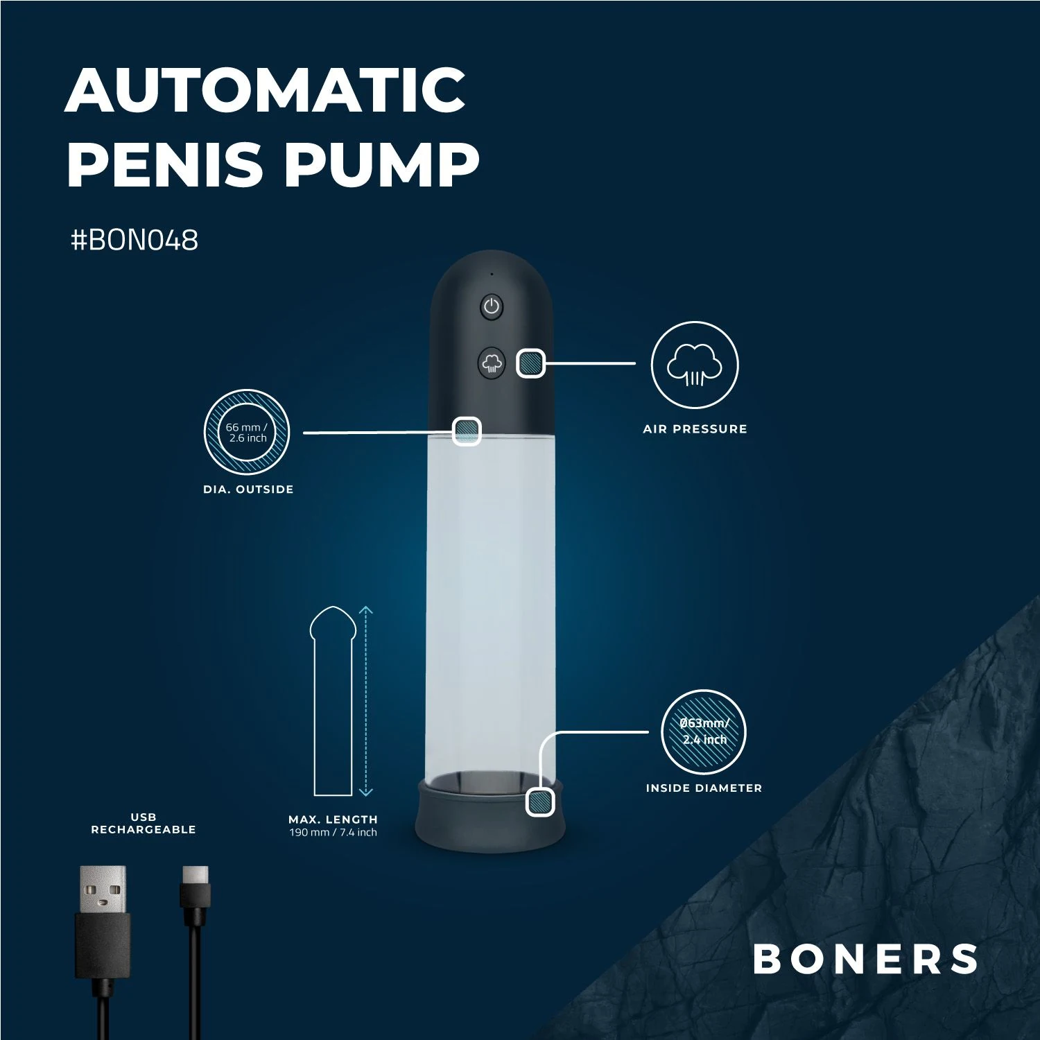 Automatische penispomp voor meer volume en omtrek van Boners