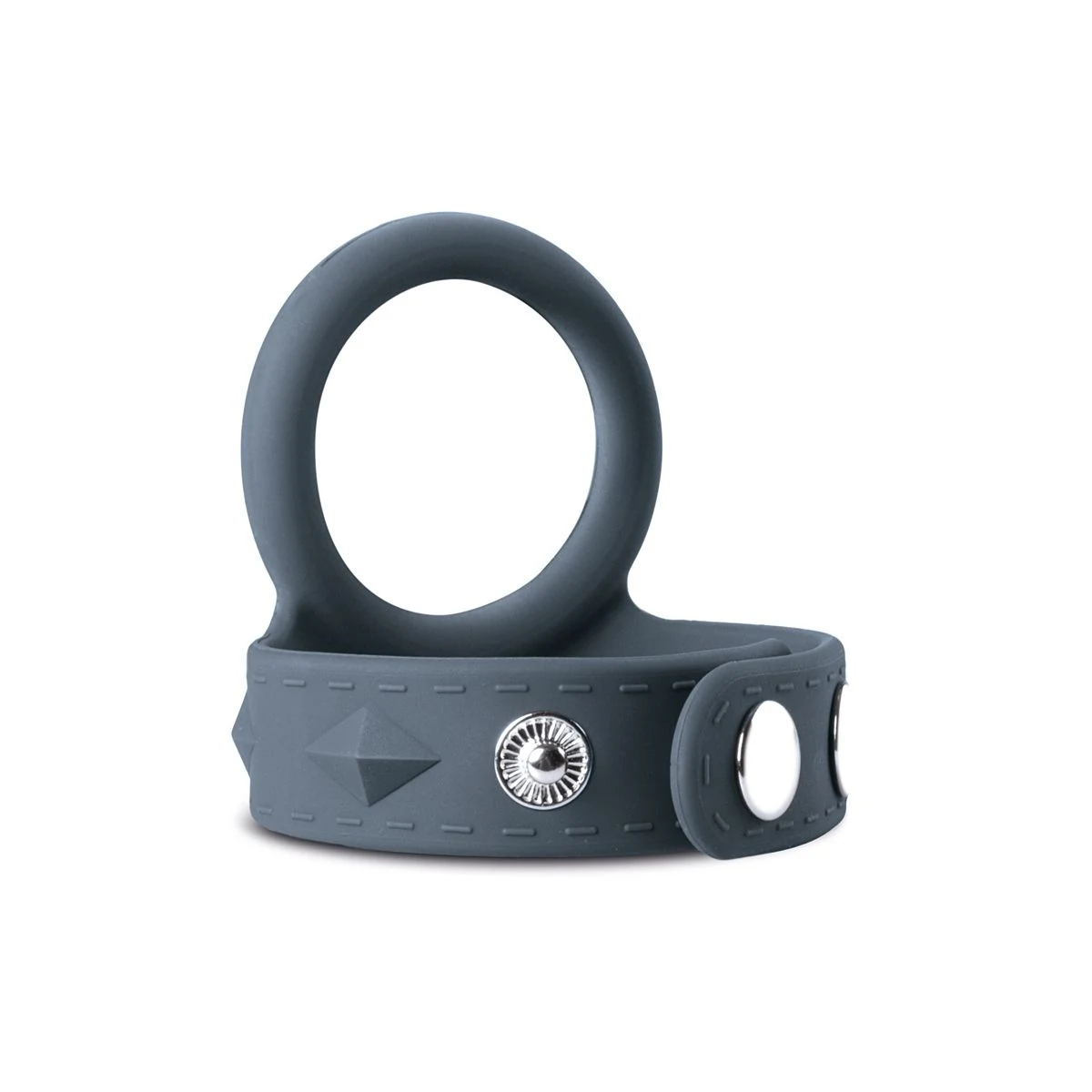 Boners Cock & Ball Strap L, grijze siliconen cockring en verstelbare balring