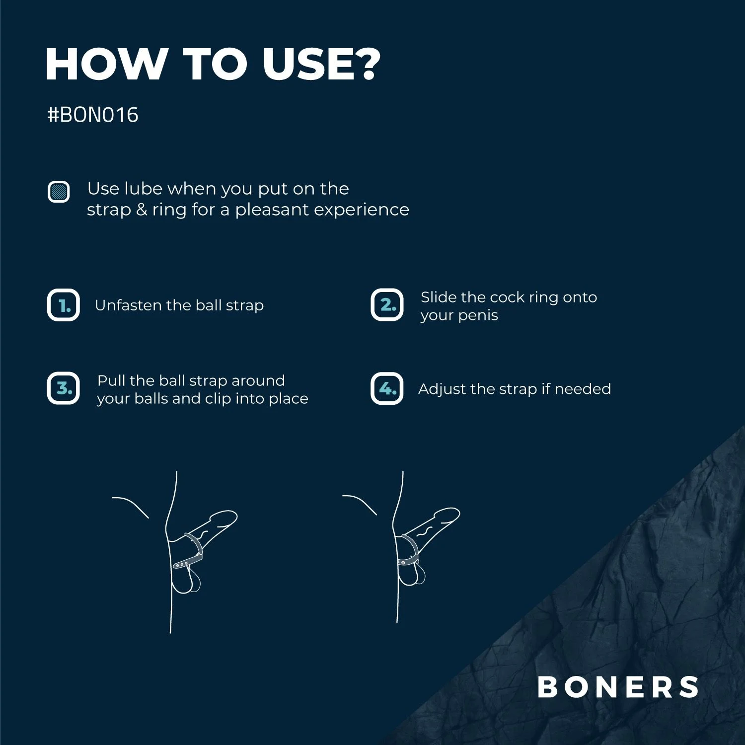 Boners Cock & Ball Strap L met cockring en balring in één ontwerp