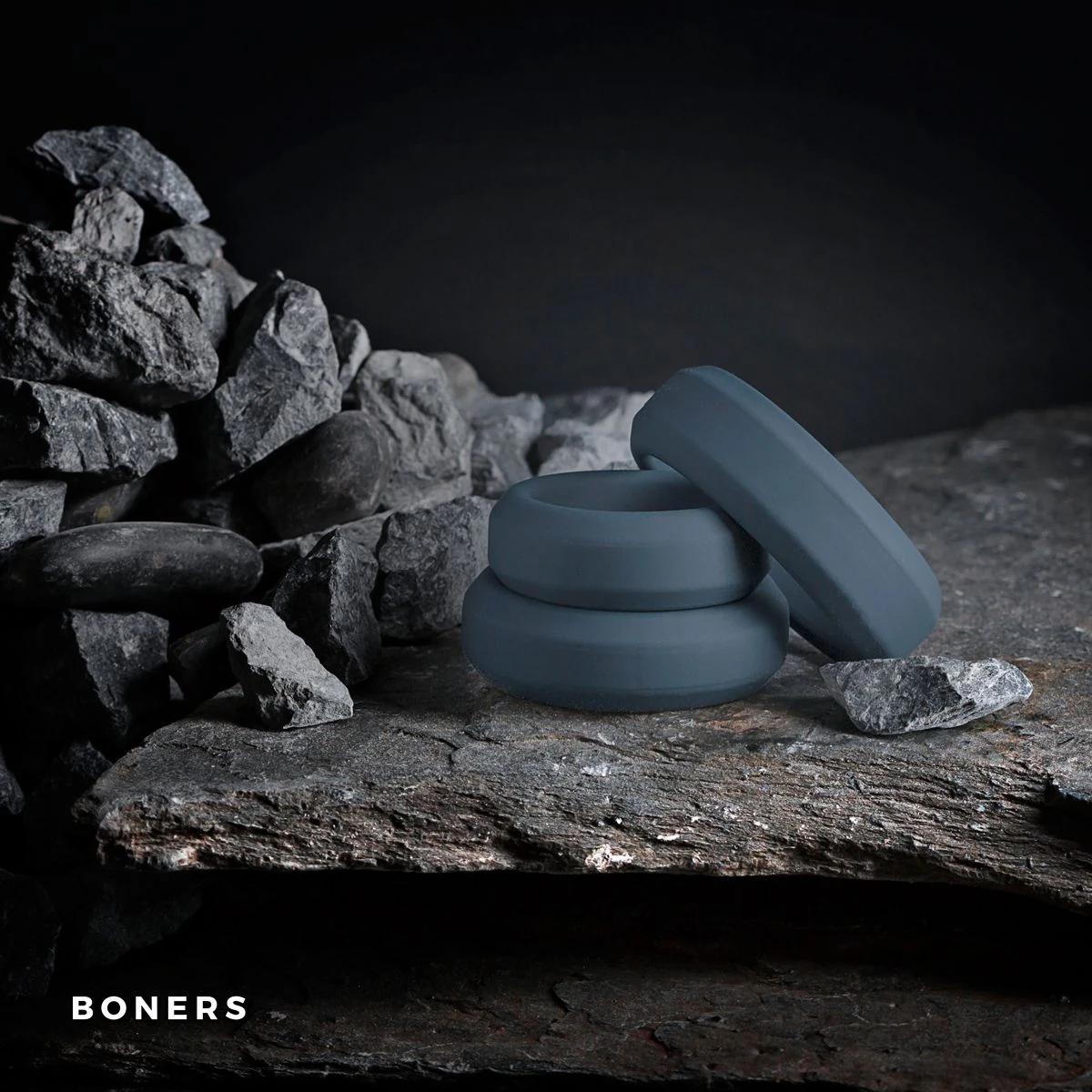 Grijze siliconen cockringen van Boners, 3-delige set