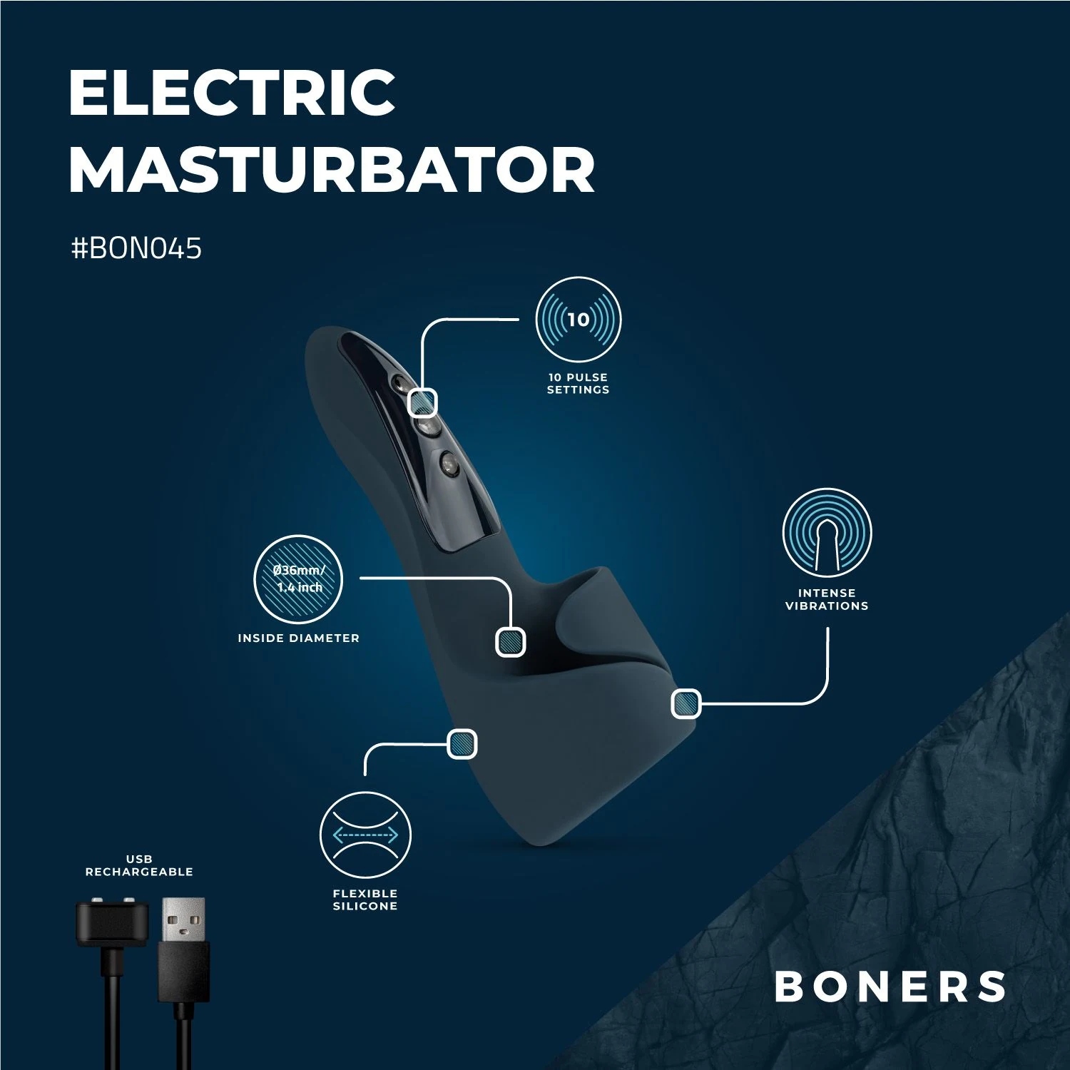 Boners masturbator blauw met variabele vibratiestanden