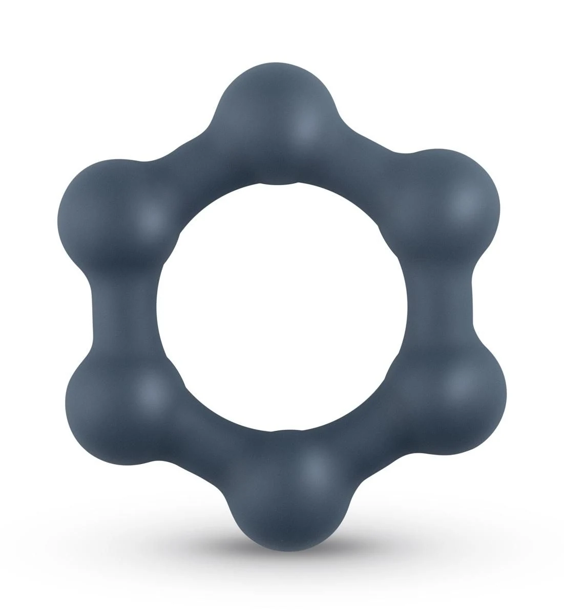 Boners Hexagon Cockring met stalen kogels van zacht siliconen