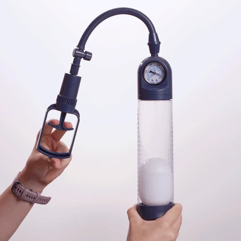 Boners Penispomp No. 3 blauw met handmatig pompsysteem en drukmeter