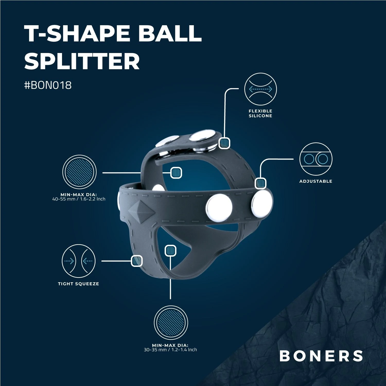 Grijze Boners T-vorm Ballsplitter van siliconen en metaal