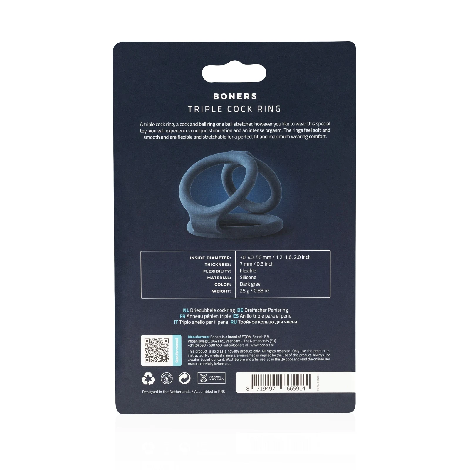 Boners Triple Ring met minimale diameter 30 mm en maximale diameter 50 mm
