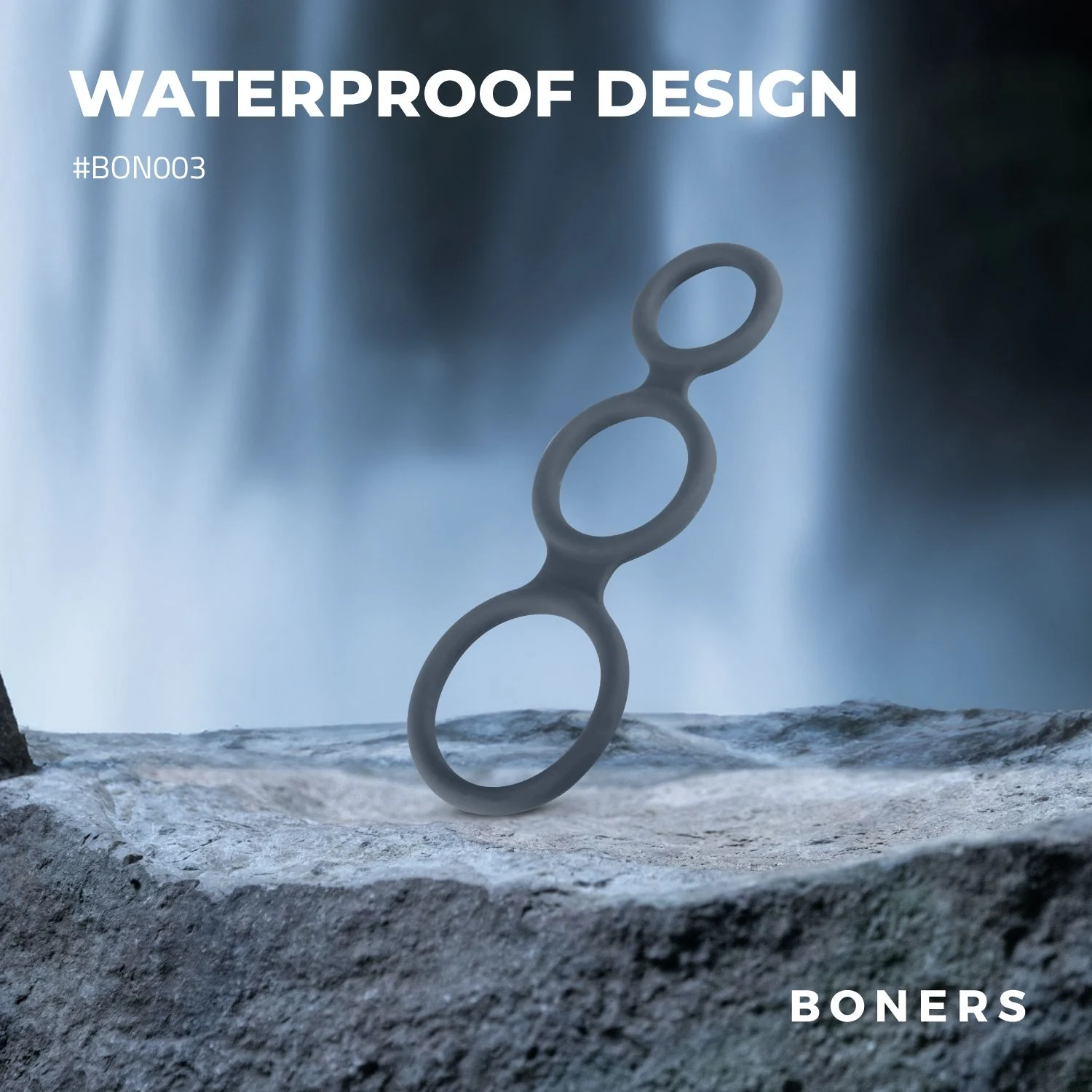 Boners Triple Ring rekbare cockring met binnendiameters 3, 4 en 5 cm
