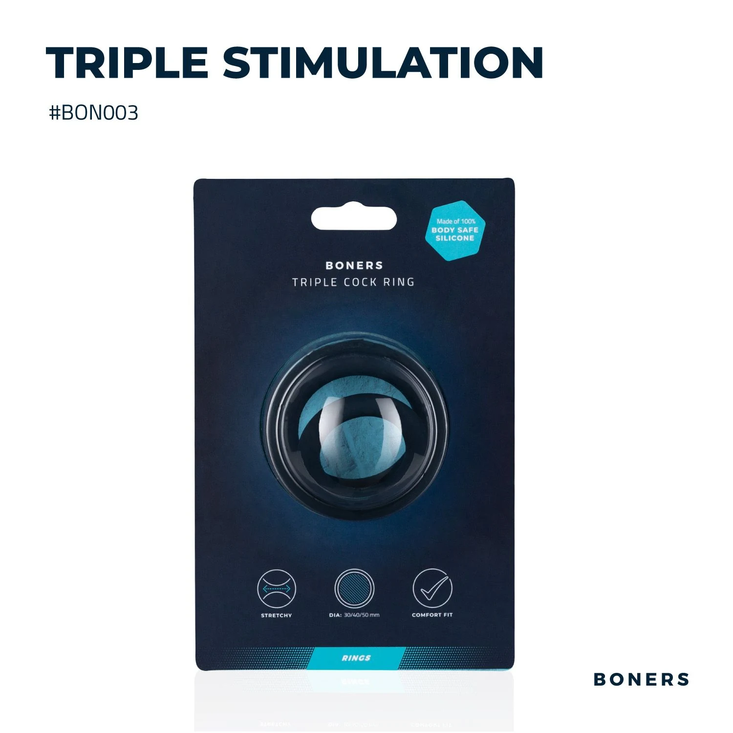 Boners Triple Ring flexibele siliconen ring voor hem