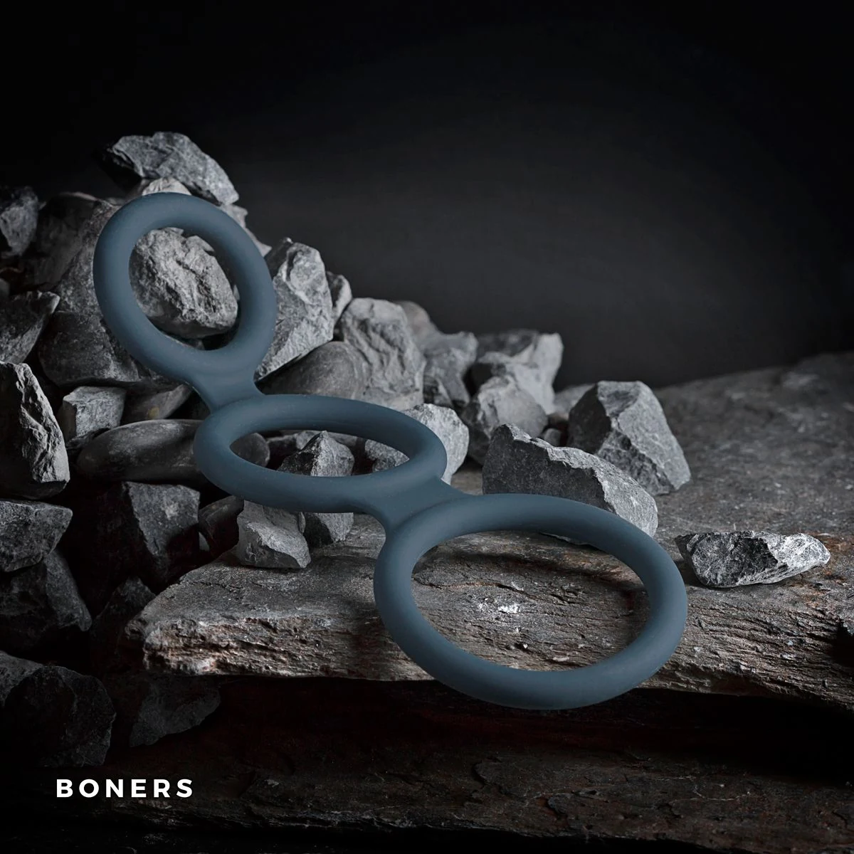Boners Triple Ring grijze cockring geschikt voor waterbasis glijmiddel