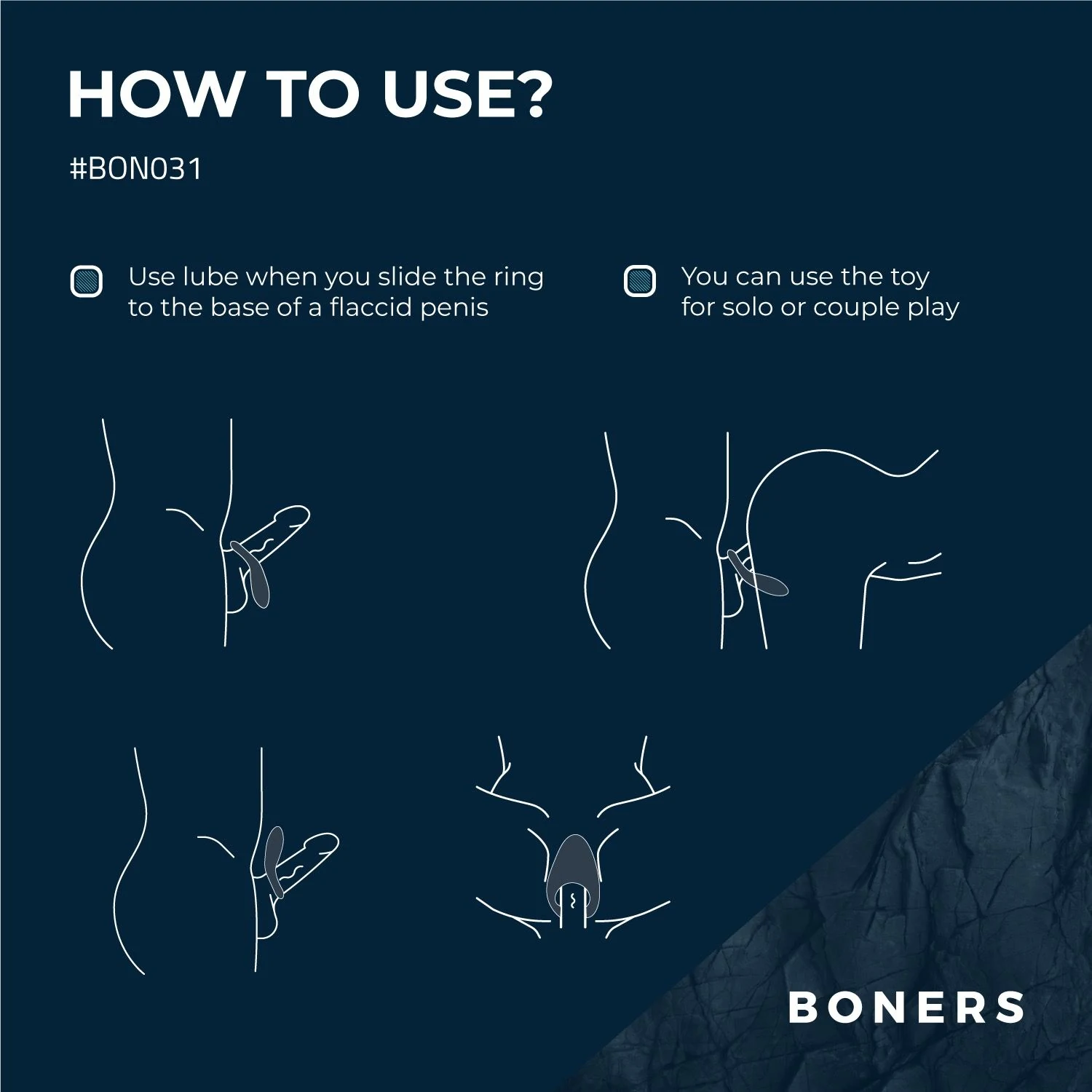 Boners cockring met brede bovenkant voor partnerstimulatie
