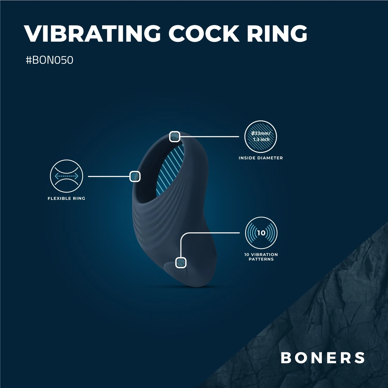 Vibrerende cockring met pushbutton bediening