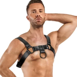 Bruno Bondage Harnas zwart van Bedroom Fantasies, gemaakt van kunstleer
