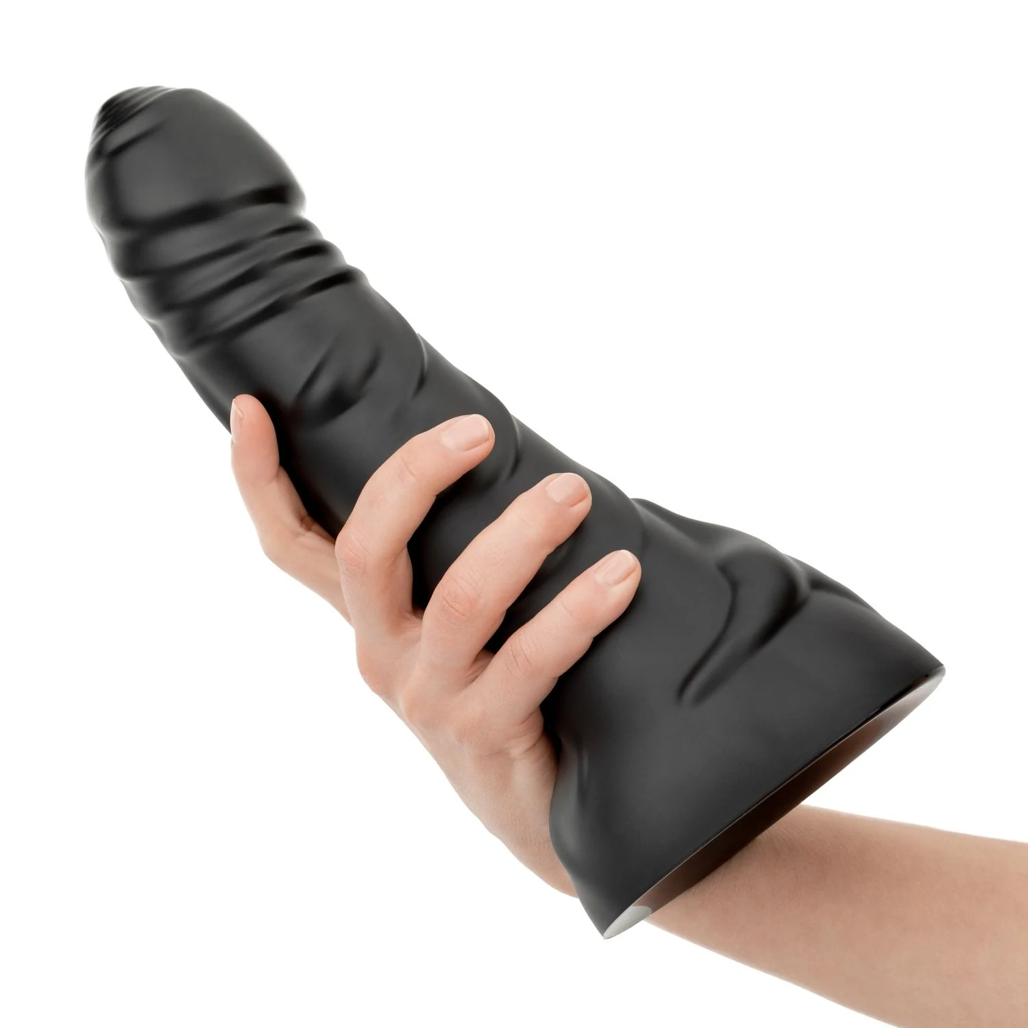 BUTTR Black Hawk gebogen dildo zwart, 30,5 cm lang met gestructureerde schacht