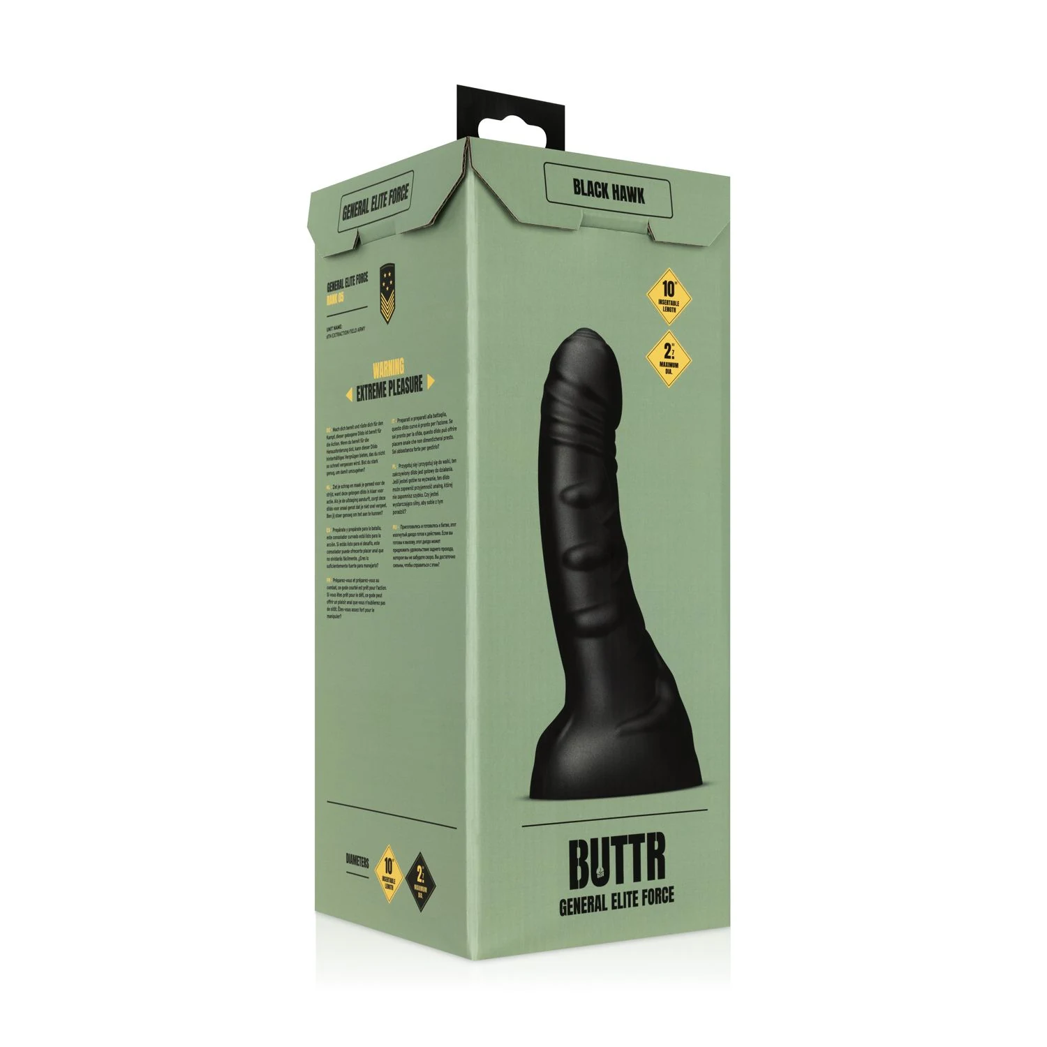BUTTR Black Hawk zwarte dildo met gebogen schacht en adersstructuur