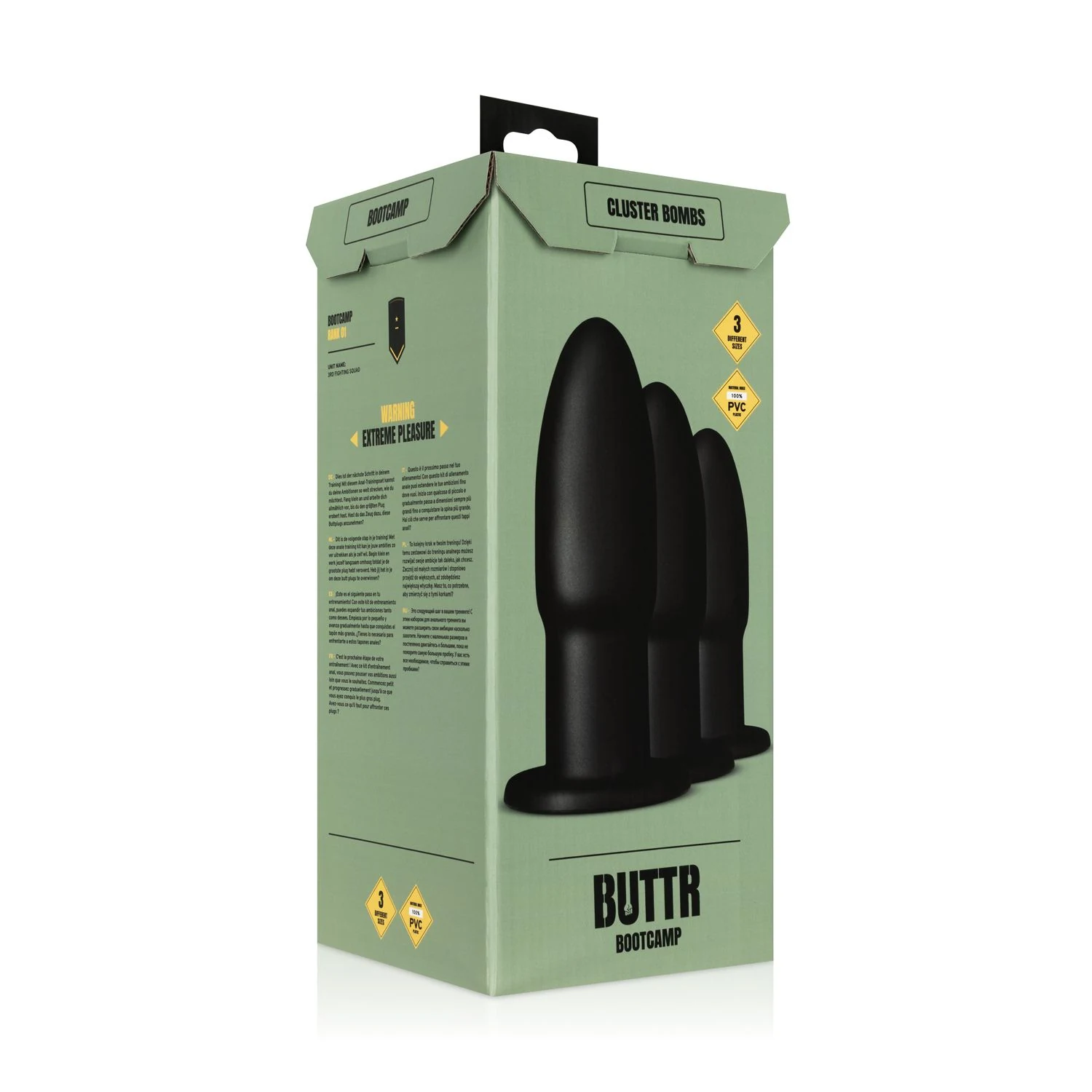 BUTTR buttplug set zwart, geschikt voor glijmiddel op waterbasis