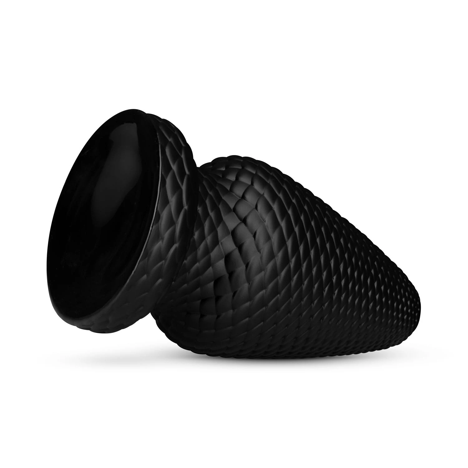 Zwarte buttplug met ribbels en zuignap van BUTTR