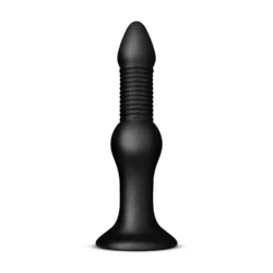 BUTTR Explosive Warhead anaal dildo zwart met geribbelde schacht en zuignap