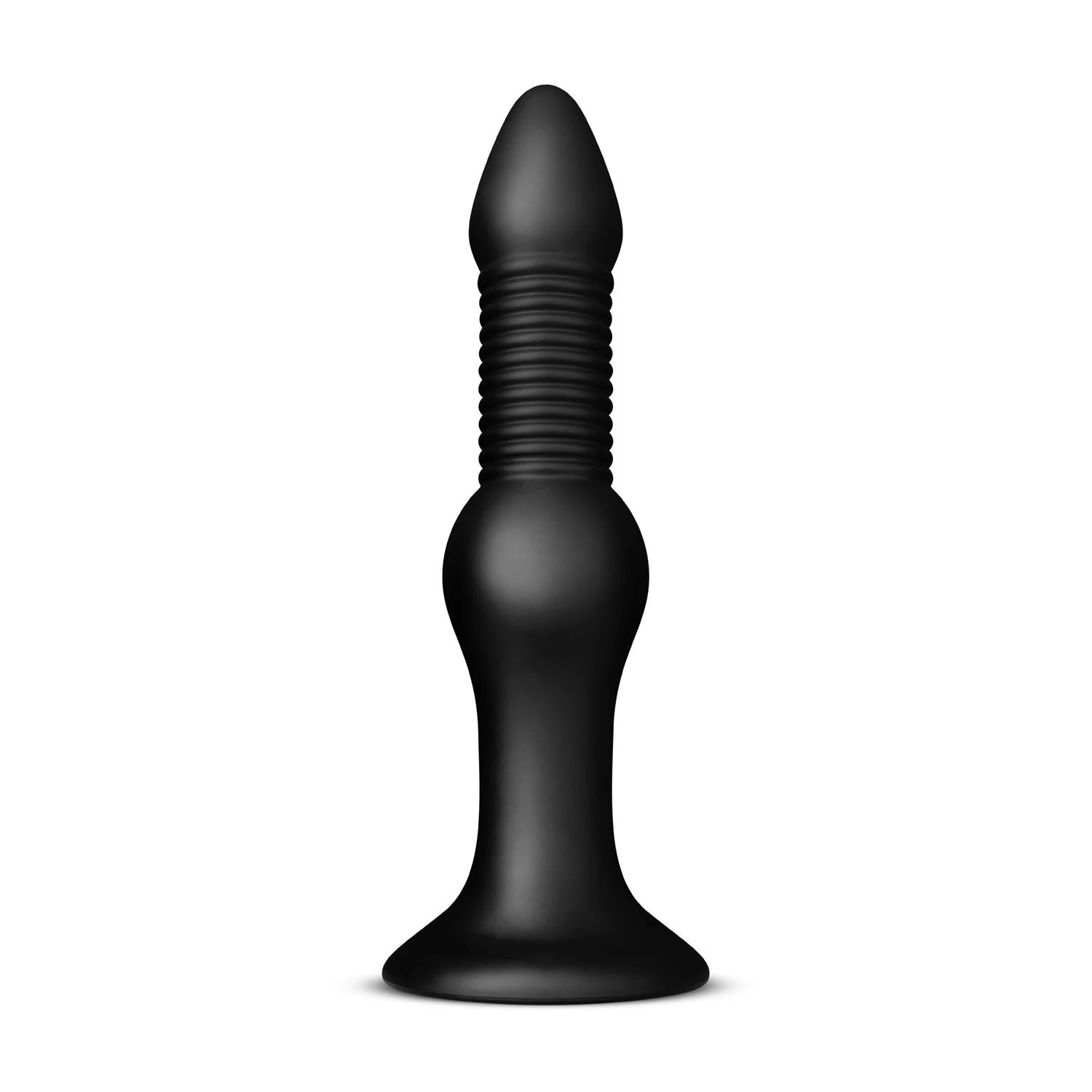 BUTTR Explosive Warhead anaal dildo zwart met geribbelde schacht en zuignap