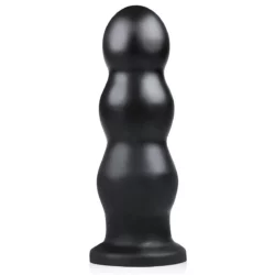 BUTTR Tactical III Buttplug, zwarte XXL buttplug met golvende schacht